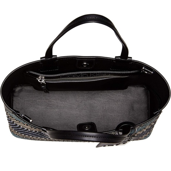 CALVIN KLEIN Jacky Raffia Straw Slouchy Tote Blue Gold Multi Bag AUTHENTIC NWT - Picture 7 of 9